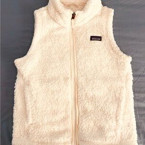 Patagonia White Fleece Vest Girls “Los Gatos” Size 10 EUC!